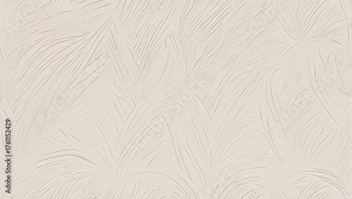 Elegant abstract embossed textured surface with flowing palm leaf pattern and light cream color.