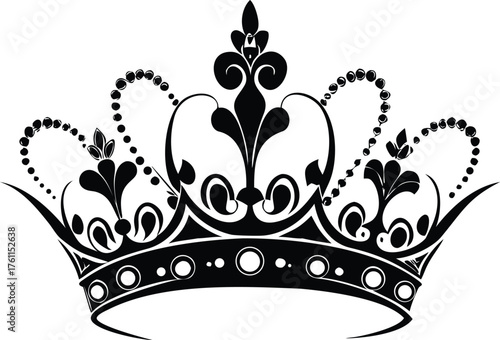 vector black silhouettes of crowns isolated on a white background.