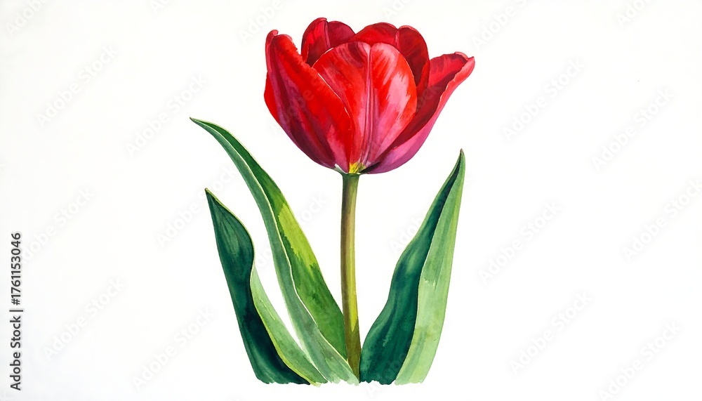 Fototapeta premium Vibrant red tulip illustration (1)