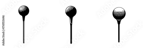 Multiple golf tees and balls displayed in simple design showcasing essential golfing elements