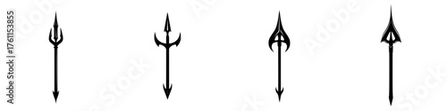 Unique designs of tridents showcasing different shapes and styles, perfect for fantasy themes or nautical art
