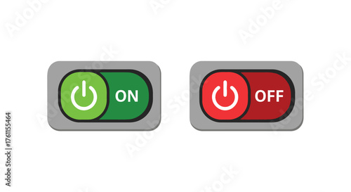 Two rectangular power buttons one green on and one red off