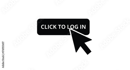 A black login button with a cursor pointing towards it