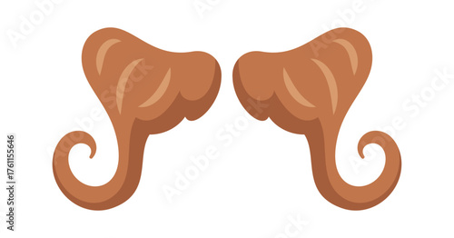 Curly brown gentleman moustaches cartoon
