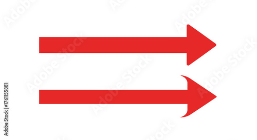 Two bright red arrows pointing in opposite directions on white background