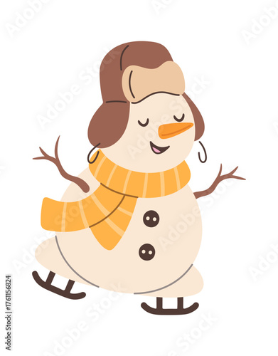 Christmas snowman ice skating outdoors