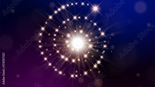 Abstract Futuristic Flying Particles Lights on Dark Background, Vector Illustration