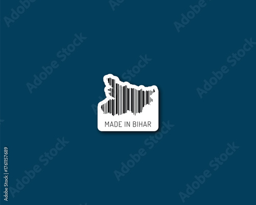 Minimal “Made in Bihar” barcode-silhouette — ideal for handicrafts, textiles and cultural souvenirs. Vector-ready and print-friendly.
