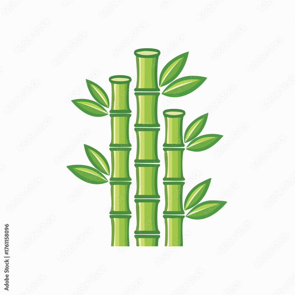 Naklejka premium Vibrant Green Bamboo Stalks with Lush Green Leaves