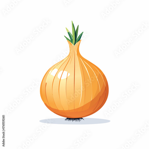 Fresh, Golden Onion with Green Stalks, Isolated