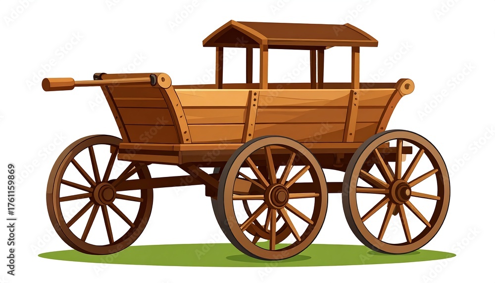 Fototapeta premium Wooden cart on grass