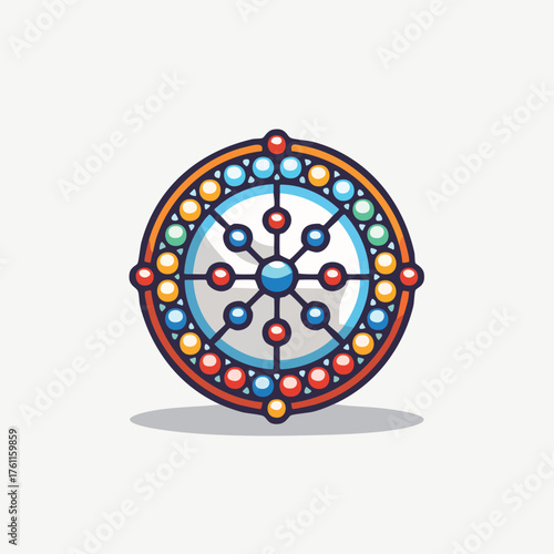 Colorful Dharma Wheel Symbol with Detailed Design