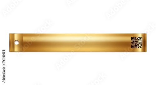 Golden Bar with QR Code: A gleaming golden bar, subtly textured with a slight metallic sheen, featuring a meticulously embedded QR code. It's a striking blend of modern tech and timeless style.