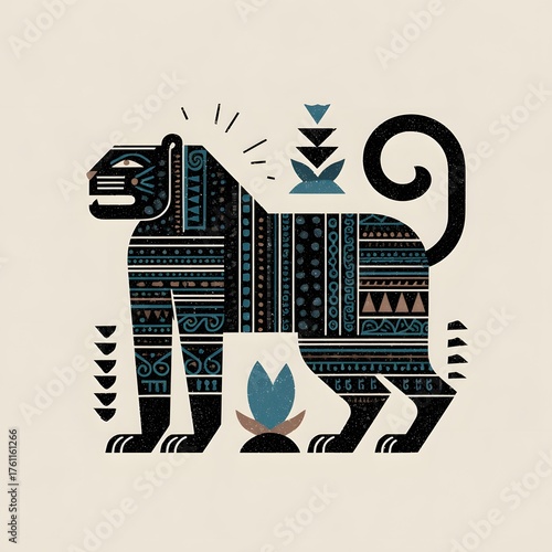 Ancient Aztec Spirit Animals Collection – Tribal Animal Illustrations with Sacred Symbols and Ethnic Patterns