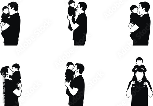 Father, child, silhouette, bonding, love, parenting, interaction, emotion, family, play, support, care, relationship, affection, connection, embrace, lifting, shoulder, pose, moment