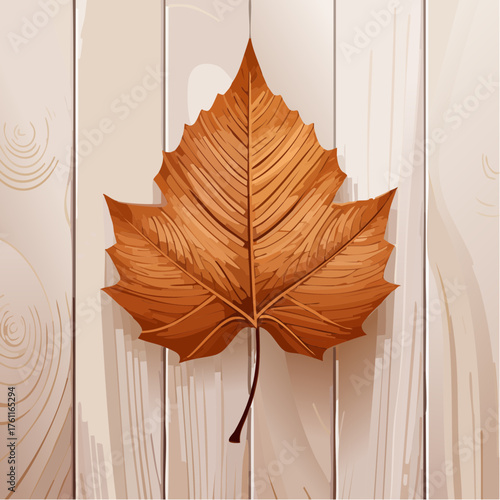 The intricate detail of a single, dried autumn leaf is magnified dramatically against a pale wooden surface.