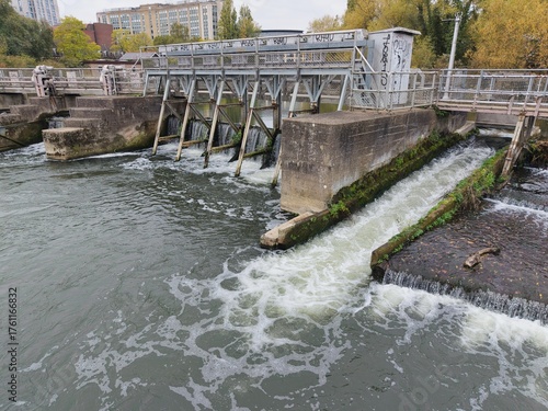 Caversham Weir on the River Thames at Reading in Berkshire