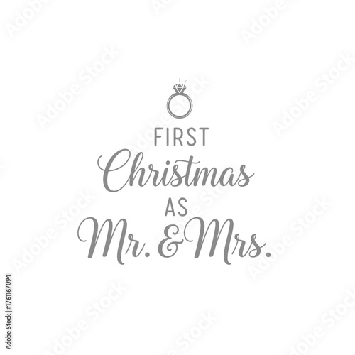 Festive first christmas as mr. & mrs. typography t-shirt design for newlyweds