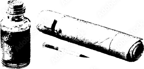 Black and white art tools and brush high contrast illustration for creative design