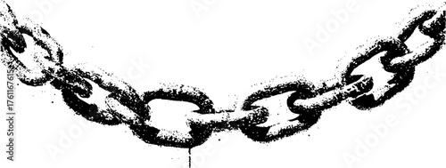 High contrast black and white chain illustration for industrial design or decor