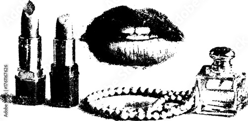 High contrast black and white beauty elements design for fashion and cosmetics