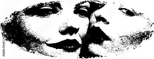 Abstract geometric black and white face composition for art and design