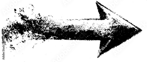Black and white gritty halftone arrow illustration for graphic design and media