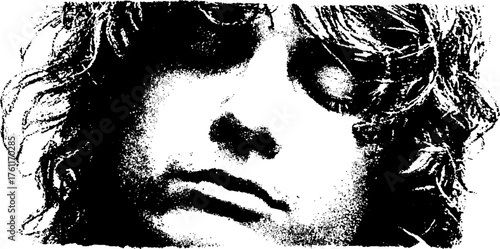 Faceless portrait in black and white halftone illusion art design