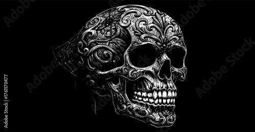 skull on black background