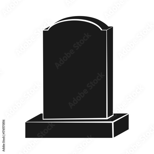 Stone tombstone or gravestone icon with copy space for an epitaph in black silhouette vector