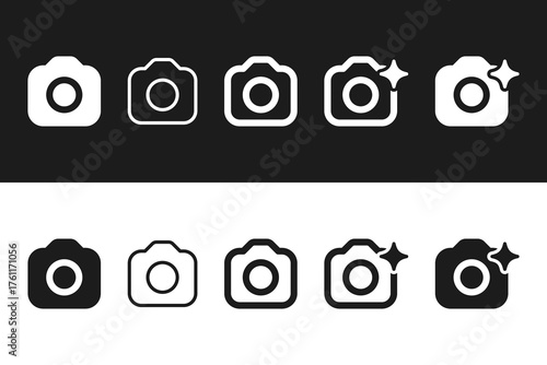 camera ai icon sparkle star symbol , Generative AI logo icon, Artificial intelligence sign. Vector ai generated icon gradient logo . line outline icons, flat style