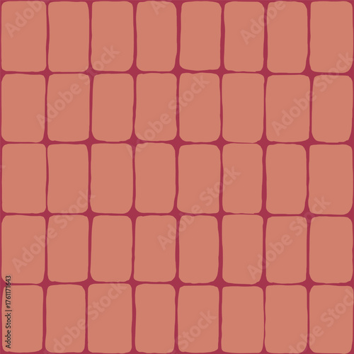 Vector seamless pattern with pink checkered tiles. Hand painted illustration for design, print, fabric or background.