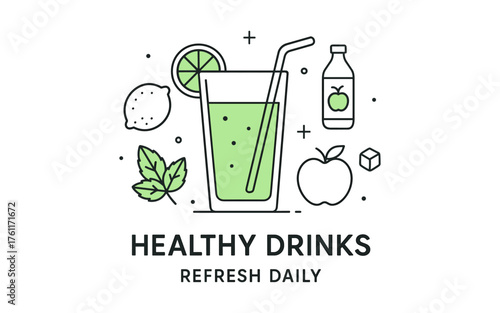 Refreshing daily beverage trends: lime and apple infused drinks in modern style