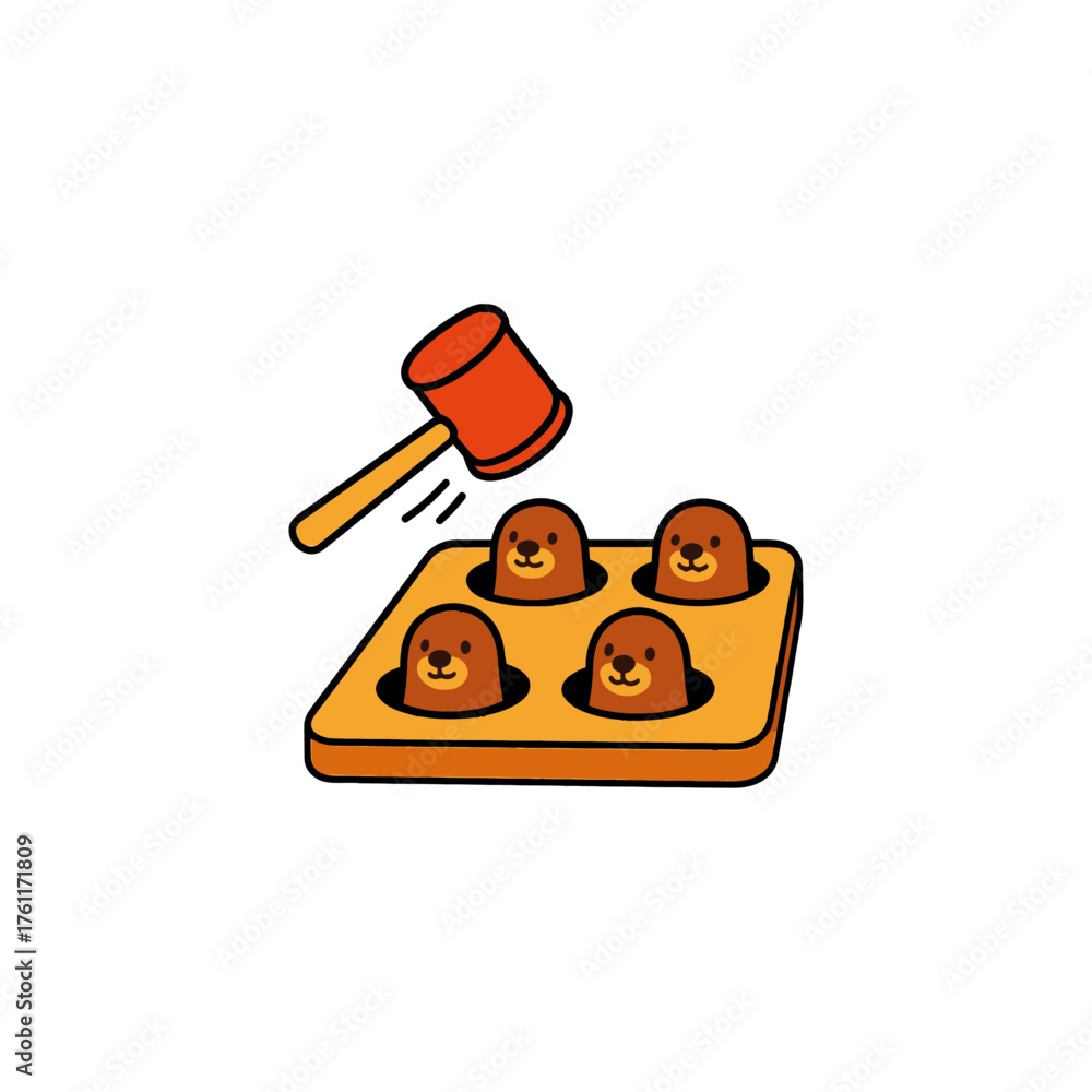 Obraz na płótnie Whack a mole icon flat vector design.