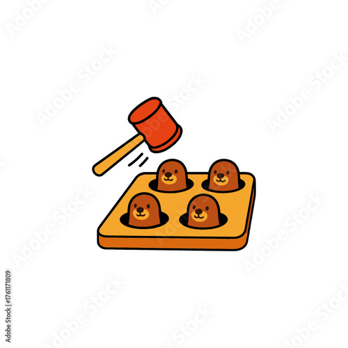 Whack a mole icon flat vector design.