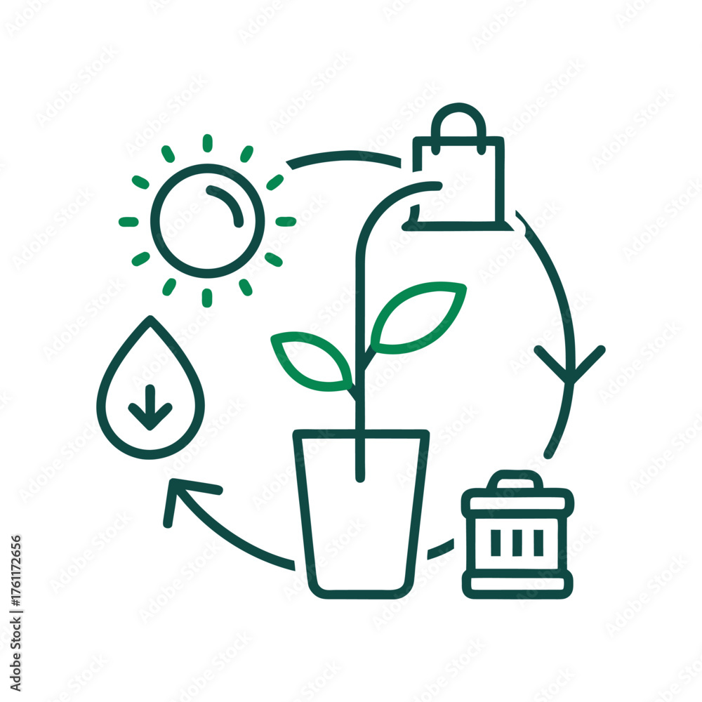 Obraz premium Eco Friendly Lifestyle Icon Set Monoline Design