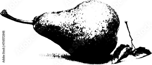Retro black and white halftone illustration of pear for artistic design