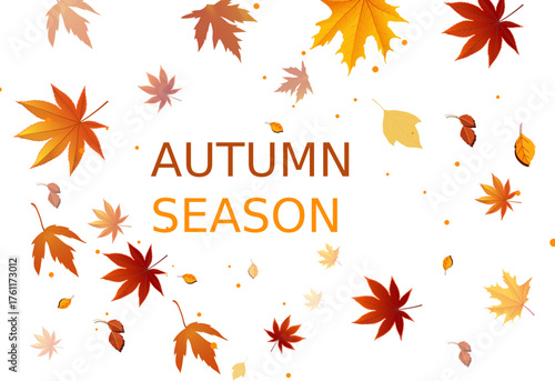 Celebrate the vibrant autumn season with falling maple leaves creating a warm, inviting atmosphere perfect for fall promotions and seasonal designs