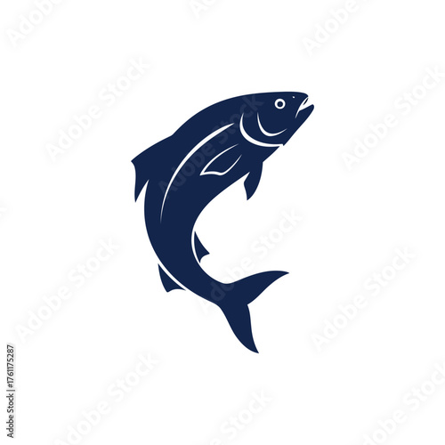 Dynamic blue fish illustration, symbolizing strength and agility in aquatic life, perfect for seafood branding or nature themes