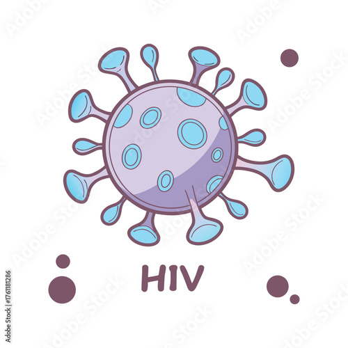 Stylized hiv virus particle isolated on a medical representation isolated on white background