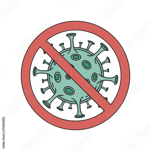 Red stop sign symbol prohibiting the spread of coronavirus covid-19 isolated on white background