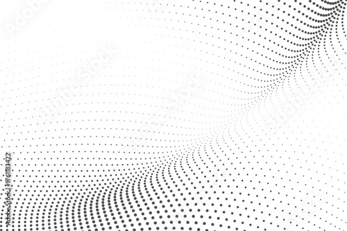 Futuristic Halftone Wave Background Minimalist Digital Pattern of Gray Dots Creating a Dynamic Perspective and Flowing Motion for Modern Technology and Corporate Presentation Design