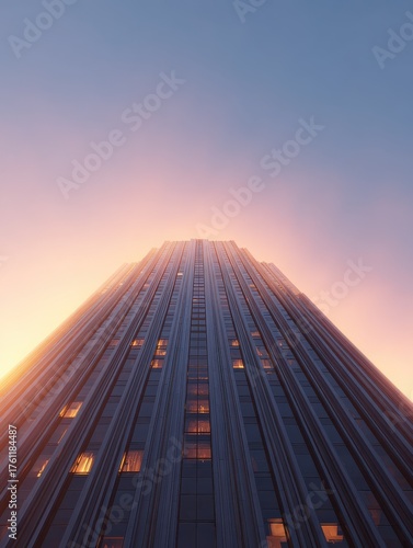 Wallpaper Mural a lowangle shot of a skyscraper at sunrise Torontodigital.ca