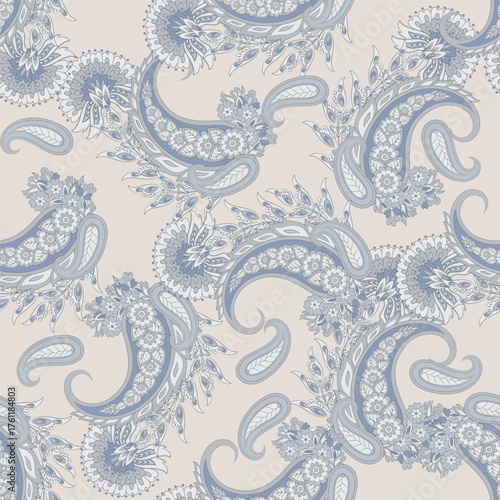 Paisley Floral oriental ethnic Pattern. Seamless Vector Ornament. Damask fabric patterns.