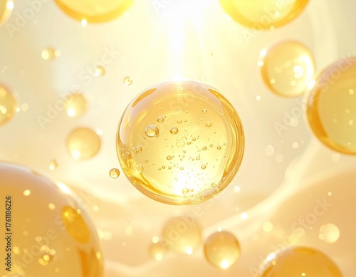 ビタミン うるおいをイメージしたぷるぷるの黄金ジェルカプセル　ジェネレーティブAI