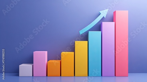 Free Download Vibrant bar chart shows impressive growth with a positive trend arrow in this modern business presentation, highlighting success and achievement - GFXLoad