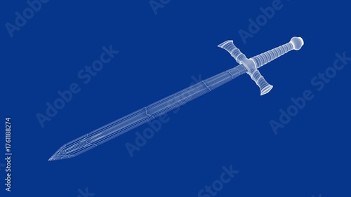 3d wire-frame model of medieval sword