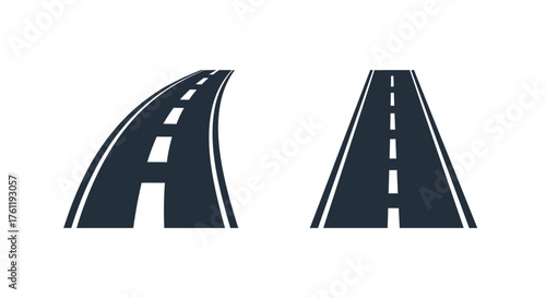 Two stylized road pathways one curving and one straight ahead