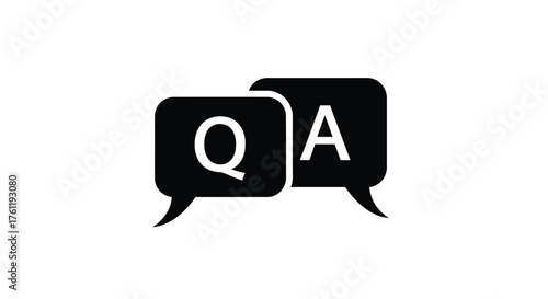 Two overlapping speech bubbles displaying the letters q and a