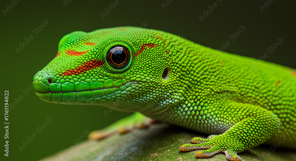 Fototapeta premium Day Gecko Skin Reflection- Phelsuma madagascariensis
